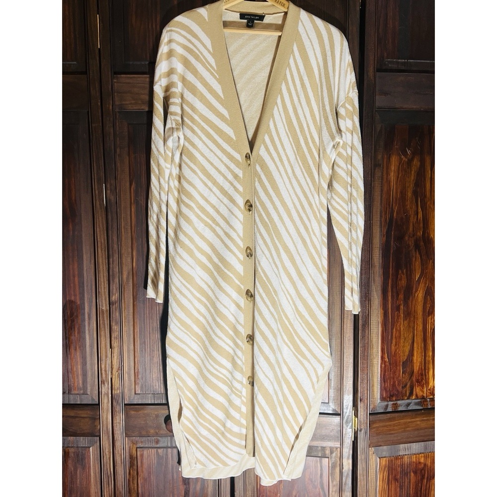 ANN TAYLOR‎    Tiger  Cardigan Duster Sweater Coat Medium